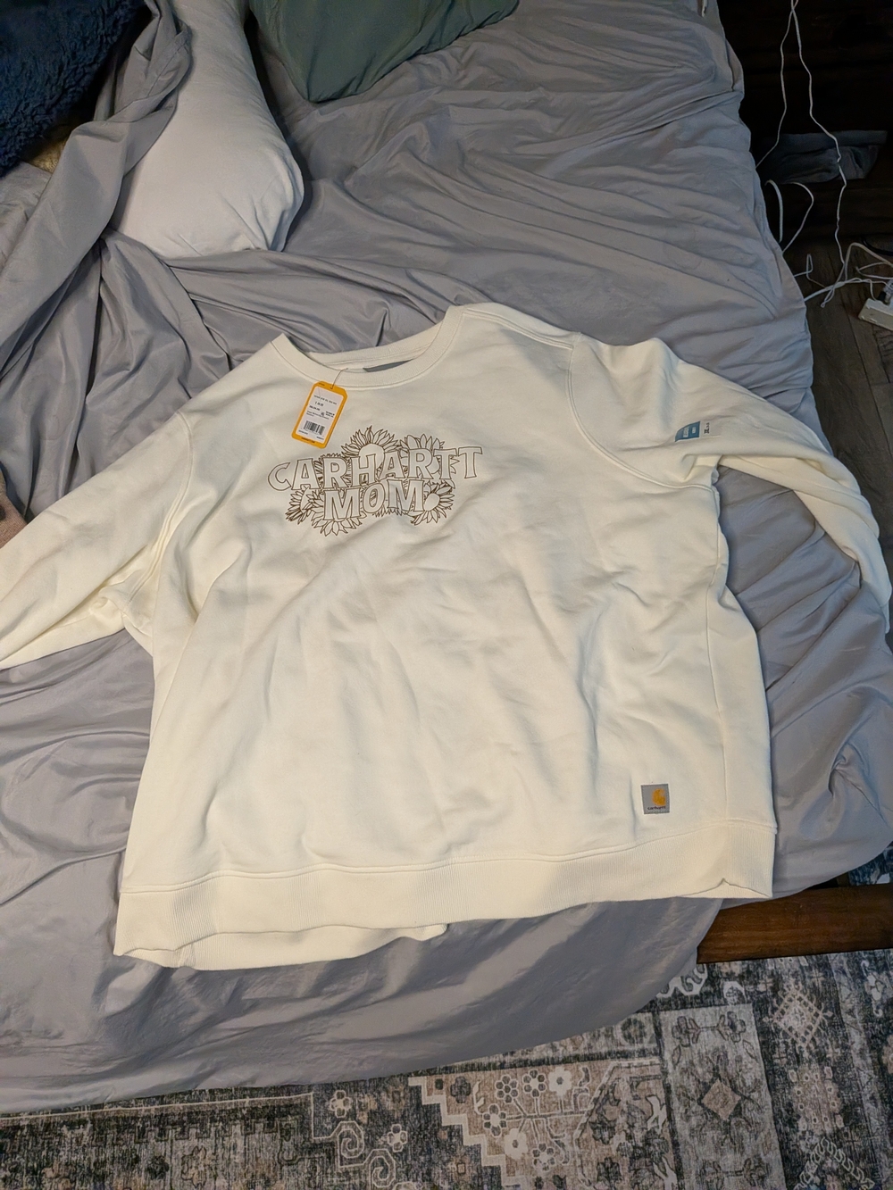 Carhartt Cream Floral Logo Crewneck Sweatshirt